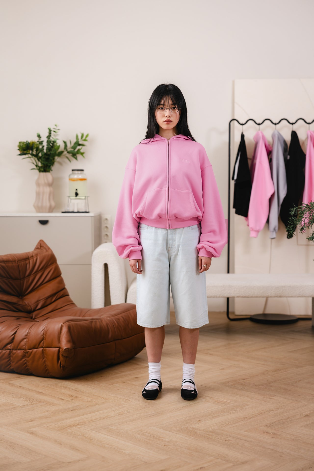 BASIC ZIP HOODIE (pink)