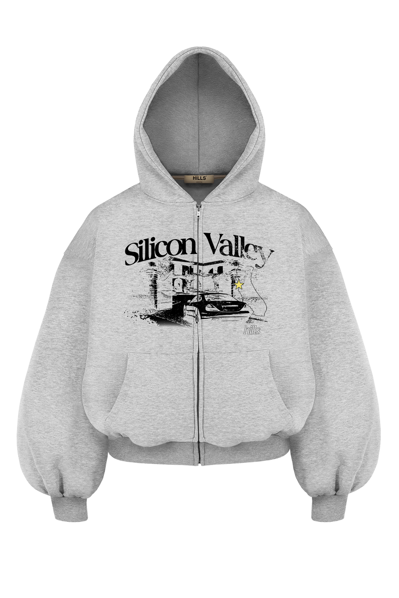 SILICON VALLEY ZIP HOODIE (grey melange)