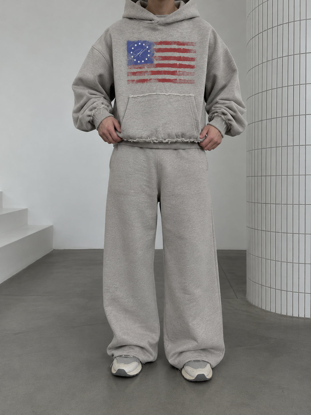 USA HOODIE (grey melange)
