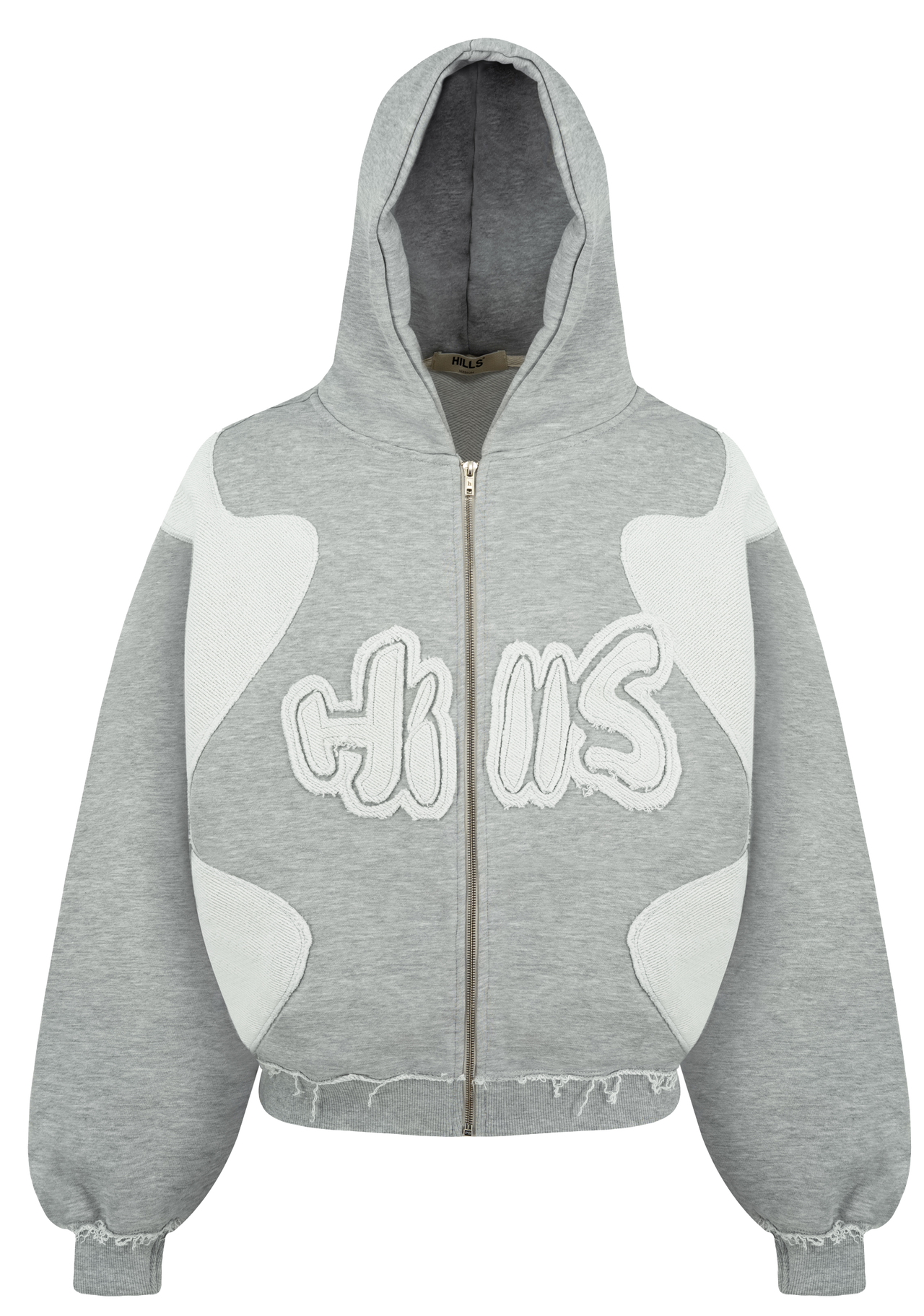 WAVY ZIP HOODIE (grey melange)