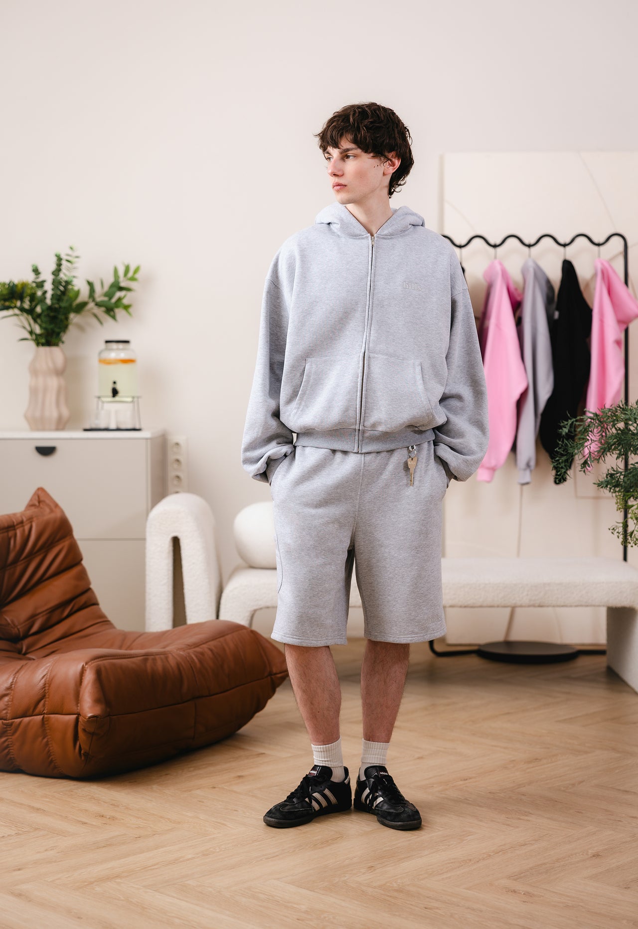 BASIC ZIP HOODIE (grey melange)