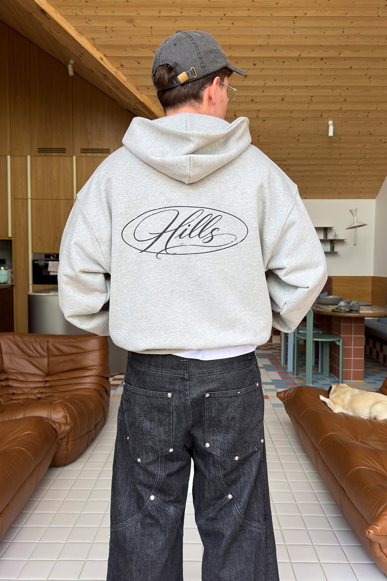 SCRIPT ZIP HOODIE (grey melange)
