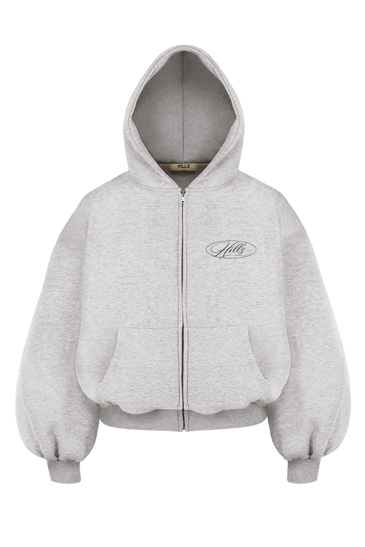 SCRIPT ZIP HOODIE (grey melange)
