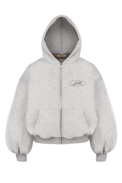 SCRIPT ZIP HOODIE (grey melange)