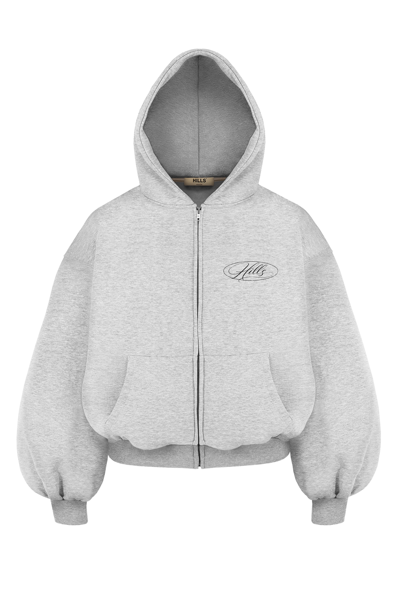 SCRIPT ZIP HOODIE (grey melange)