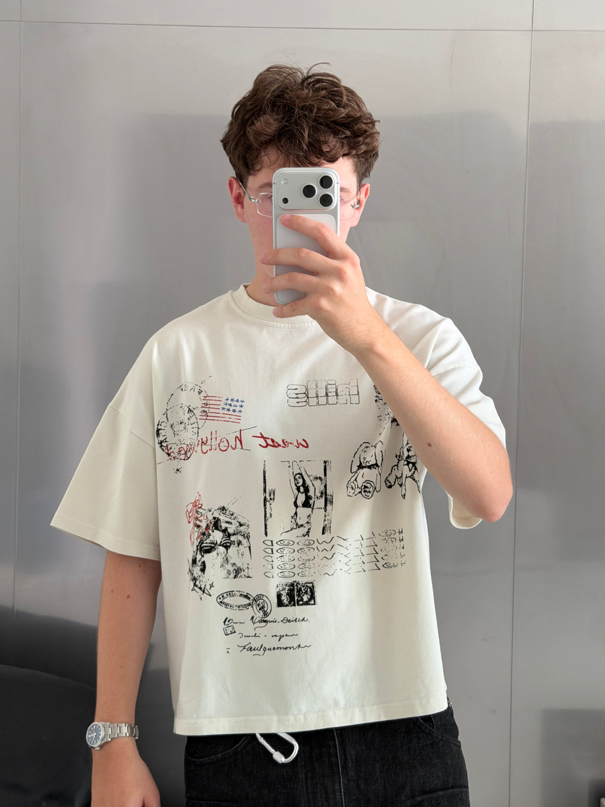 WEST HOLLYWOOD CROPPED TEE (cream)